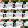 Car Key New A-Z Letters Keychian Acrylic Initials Key Ring With Black Fluffy Pompom Pendant For Women Girls Purse Handbags Accessories Dhwfu