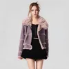 2024NEW Spring Women Retro Short Faux Leather Fur Coat Coating Moto Moto Zipper Sheepesk Sheep stack