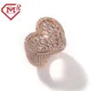 Volledige Iced Chunky Heart Shaped Sier Icy Baguette Moissanite Diamond Hip Hop Ring voor dames