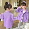 Jackets 2024 Girls Kids Denim Coats Pink Purple Cotton Tops Spring Autumn Casual Overcoats Children Clothes
