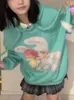 Vrouwen Hoodies Deeptown Harajuku Kawaii Cartoon Print Vrouwen Vintage Kpop Oversized Sweatshirts Met Capuchon Y2K Cutecore Trui Tops Koreaanse