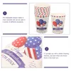 Disposable Cups Straws 48 Pcs American Flag Paper Cup Patriotic Flatware Independence Day Tableware