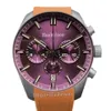 BROWN MENS Titta på Japan VK63 Quartz Movement Chronograph Wrist Watches Mint Green Dial Steel Strap Sports Clock 44mm