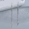 Dangle Küpeler 925 STERLING Gümüş Uzun Tassel Yapraklar Damla Küpe Kulak Kabloları Kadınlar Moda Elegance Takı Aksesuar Partisi Hediyesi