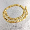 Stamped 24 K Solid Yellow Gold Figaro Chain Link Necklace 12mm Mens RealCarat Gold filled Birthday Christmas Gift261Q