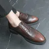 Casual Shoes Men Dress Lace Up Black Gentleman Business Brogues Oxford Suit Wedding Party For Derby Classic