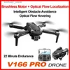 Drones 8K V166 Brushless Fluxo Óptico Drone Dupla Câmera Obstáculo Evitar Fotografia Aérea Quadcopter para Viagens Ao Ar Livre Q240308