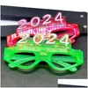 Juguetes LED 10Pcsled Toys LED iluminado 2024 Gafas que brillan intensamente Anteojos intermitentes Rave Glow Shutter Shades Eyewear para Año Nuevo Niños Adts Si Dhgrw
