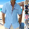 Hommes chemises décontractées Patchwork chemise pour hommes vacances d'été boutonné Bowling classique tout-Match manches courtes plage grande taille