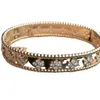Designer Bangle Sweet VanCF Bracelet Jade v Gold Kaleidoscope Bracelet Thickened 18k Rose Gold Plating Ring with Diamond Edge for Fashion NONZ