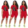 Capris Two Piece Sets Womens Outifits Oneck Pullover短袖Tshirtカジュアルトラックスーツレギンパンツ女性ショートセット