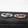 Tijia T Family Korean Edition Fashion T-shaped Diamond Sterling Silver Ring Designed by Female Minority with High Sense 925 Silver Couple Ring