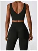 Calças ativas Lu Yoga Pants Define 2 peças em forma de V Backless Active Wear Personalizado Mulher Activewear Fabricante Flare Leggings Gym Yoga Sport Set 240308