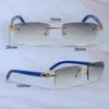 Blue Wood Sunglasses Rimless Square Vintage Sun Glasses Fashion Designer Carter Luxury Shades Eyewear Gold Frame 012