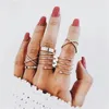 Klusterringar Bohemian Hollow Cross Wide Set for Women Girls Punk Chain Finger Tail Joint Bijoux Jewelry Gifts Simple Ring