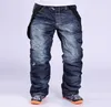 Pantaloni da sci 30 Uomini Neve Abbigliamento sportivo all'aria aperta Pantaloni con cinturino Abbigliamento da snowboard Impermeabile antivento Bavaglino invernale Pantalone da sci Denim 5063253