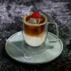 Wine Glasses Simplicity Glass Cup Coffee Drinkware Insulation Double Wall Spoon Gifts European Style Transparent Mugs