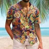 Camisas casuais masculinas verão havaiano floral praia plus size camisa 3d padrão de coco t-shirt retro árvore manga curta férias homem magro coreano