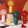 Electric Fans USB Mini Fan Chinese Characteristic Element Portable Handheld Air Cooler Rechargeable Outdoor TravelH240313