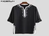 INCERUN Mannen Tops Afrikaanse Dashiki T-shirts Gedrukt Lange Mouw V-hals Ademend Etnische Stijl Casual T-shirts Mannen Afrikaanse kleding9805676