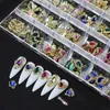 24 Grids Alloy Peach Heart Butterfly Shaped Diamond For Nails Art Decorations DIY Nail Fingertip Jewelry Set AB Rhinestones 240229