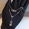 Dubbele lus ketting voor vrouw designer diamant Sterling Zilver luxe Verguld 18K hoogste teller Geavanceerde materialen merkontwerper met doos 016