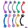 Anéis de botão de sino de umbigo 10 Pçs / lote Aço Cirúrgico M Bola Piercing de Sobrancelha Rosca Interna Curva Barbell Helix Brinco Anel de Lábio Dhuk5