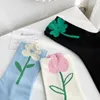 Women Socks 1 Pair Cartoon Flower Candy Color Harajuku Breathable Design Korean Style Japanese Comfortable Tulip