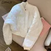 Trenchs de femmes CJFHJE Blanc Rose Coton Veste matelassée Femmes Mode coréenne Parkas d'hiver Chic Court Léger Chaud Zipper Bomber