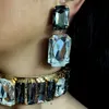 Stonefans överdimensionerad chokerhalsband set för kvinnor bröllop indisk örhänge kostym brudtillbehör smycken dekoration 240305