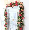 5Pcs 25m Artificial Flower Garland Fake Rose Hanging Vines for Home el Office Wedding Party Birthday Decor 240301