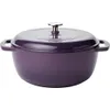 6 Qt Enameled Cast Iron Dutch Oven with Lid Dual Handle Purple Round 240304