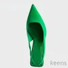 Klänningskor sommar kvinnor klackar märke designer spetsiga slingback sandaler gröna svart lila röda parti prom damer stilettos