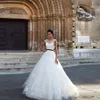 Vestido De Novia Свадебное платье трапециевидной формы с иллюзией декольте Casamento Кружевные свадебные платья Сексуальная спинка с черным поясом и аппликациями Свадебное платье