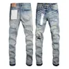 Jeans pour hommes Mens Purple Jeans Designer Pantalon long empilé Ksubi Ripped High Street Brand Patch Hole Denim Straight Fashion Streetwear Silm Mencoat Jacketstop 240308