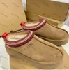 Tasman Chinelos de pele de castanha Slides de pele de carneiro Shearling Tazz Mules Mulheres Homens Ultra Mini Plataforma uggliss bota Slip-on Sapatos Camurça Superior Conforto Outono Inverno 668 WEF