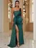 Casual Dresses Sexy Women Corset Party Maxi Dress Elegant Fashion One Shoulder High Waist Folds Graduation Evening Floor Length