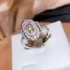 Pierścienie klastra 925 Sterling srebrny geometryczny owalny pierścień kształtu dla kobiet kryształowych sześciennych cyrkonu w stylu panny młodej biżuterii mody mody biżuterii