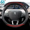 Steering Wheel Covers Car Cover Carbon Fibre Leather For Peugeot 208 2012-2024 308 2014-2024 2008 2013-2024 Auto Accessories