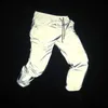Heren joggers reflecterende broek dans knielengte streetwear harajuku licht glanzende nacht 240308
