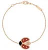 Bracciale firmato V Fanjia Collana alta edizione di fiori di pruno Collana femminile bianca Fritillaria placcatura spessa Oro rosa Collana con coccinella a sette stelle Anello braccialetto