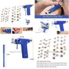 Stud Professional Ear Piercing Gun Tool Set 12Pairs Earring CZ Mticolor Nose Navel Safety Pierce Body Drop Delivery Jewelryörhängen DHFPR