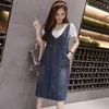 Casual Dresses 2024 Spring Summer Large Size Women's Clothing Denim Dress Fashion All-Match Overalls Cowboy Suspender kjol