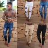 Heren gescheurde denim jeans mannelijke skinny slim fit potloodbroek casual hiphopbroek met gaten