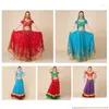 Clothing Sets Stage Wear Belly Dance Outfits Bollywood Costume Set Party Cosplay Festival Performance Embroidered Long Maxi Drop Deliv Dh1Qn