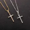 Mode Weibliche Kreuz Anhänger dropshipping Gold Schwarz Farbe Kristall Jesus Anhänger Halskette Schmuck Für Männer/Frauen Großhandel LL7W