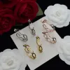 Women Girl Elegant Crystal Letter Flower Hoop Earrings Luxury Brand Designer Gold Silver Plated Stainless Steel Ear Stud Fashion Jewerlry Gift High Quality With Box