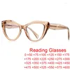 Sunglasses Big Frame Cat Eye Female Reading Glasses Fashion Transparent Brown Eyeglasses Women TR90 Blue Light Filter Clear Lens 2