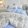 Ins Simple Style Bettbezug-Set mit Kissenbezügen, Bettlaken, ohne Bettdecke, graues Bettwäsche-Set für Jungen und Mädchen, Einzelbett, Doppelbett, 240228