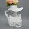 Creative Beauty Flower Vase White Pink Nordic Style Human Head Flower Pot Home Decoration Living Room Ornaments Resin Crafts 240304